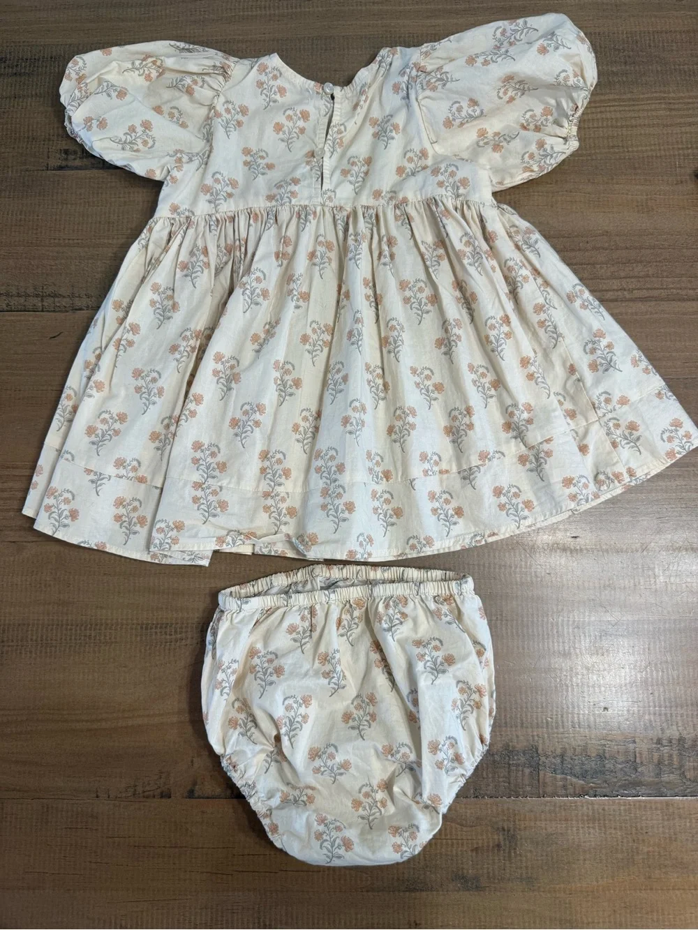 Noralee Cream Floral Puff-Sleeve Dress w/ Bloomers - 2t